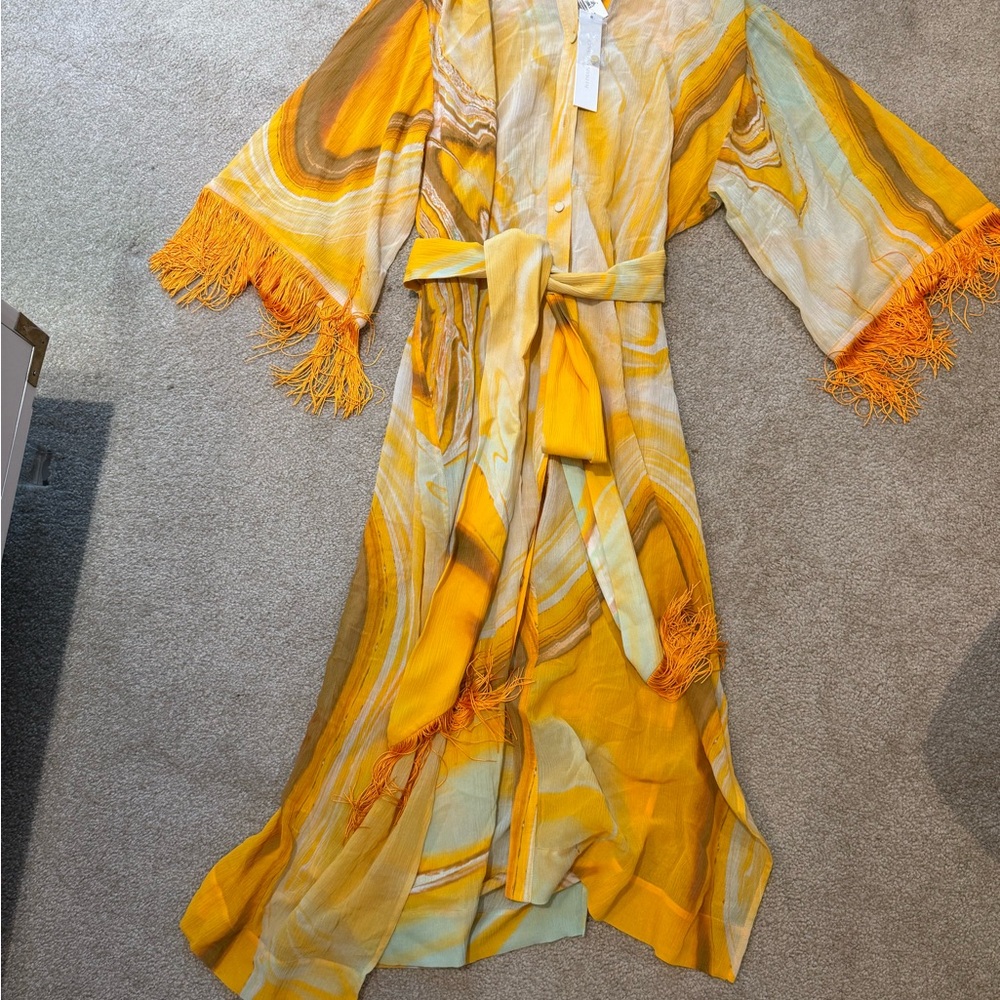 Jonathan Simkhai Yellow and Orange Patterned Kimono